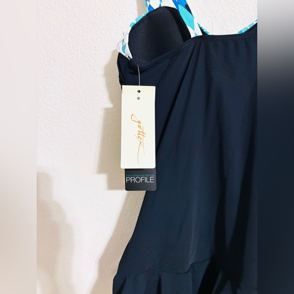 PROFILE BY GOTTEX BACHATA D CUP V NECK SWIMDRESS ONE PIECE SWIMSUIT Sz 10 - Picture 5 of 8